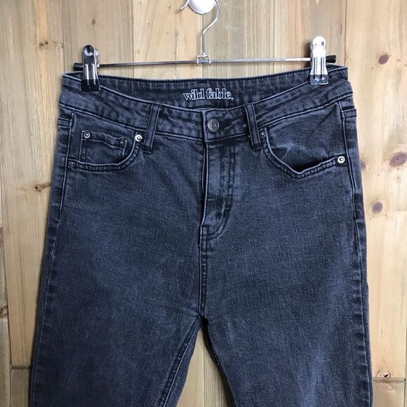 Wild Fable Faded Black Distressed Knee Raw Edge Skinny Jeans Sz 6 - Picture 3 of 16